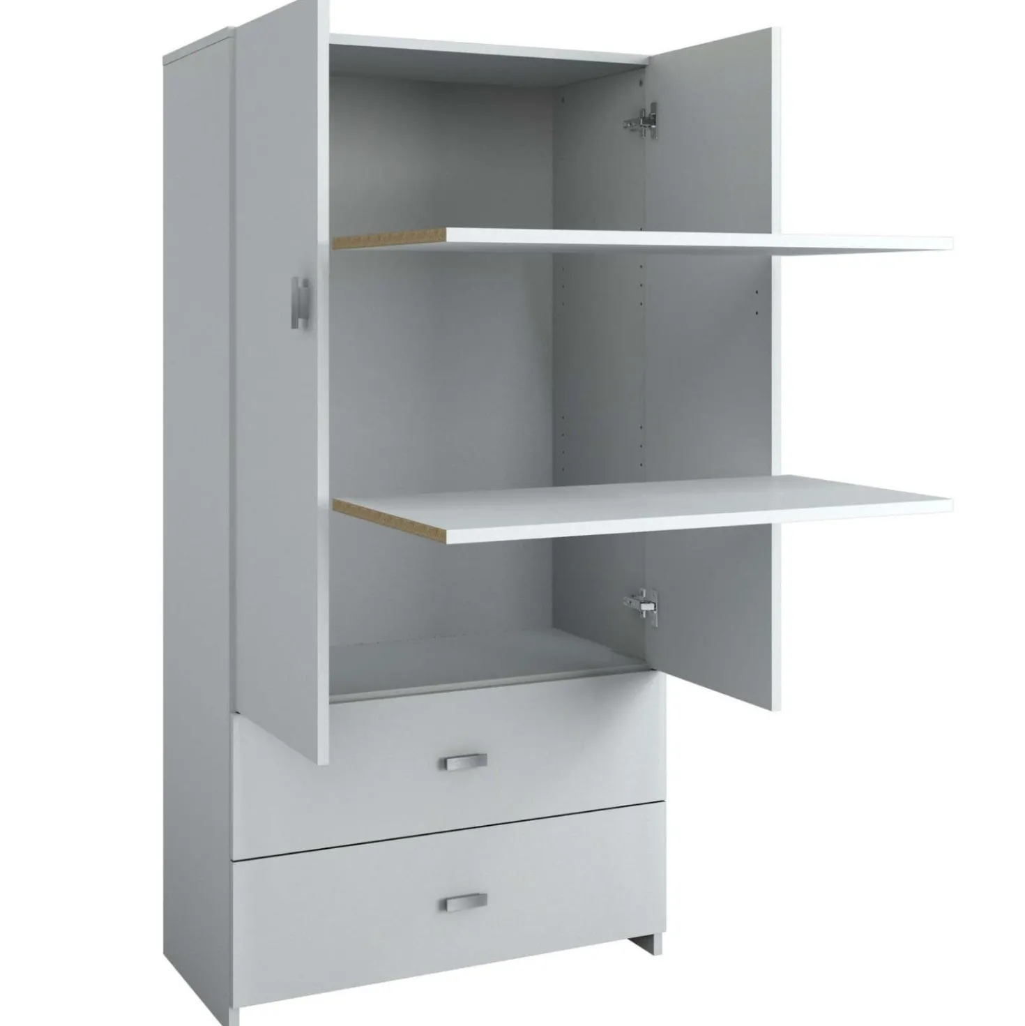 Armoire avec 2 grands tiroirs - blanc