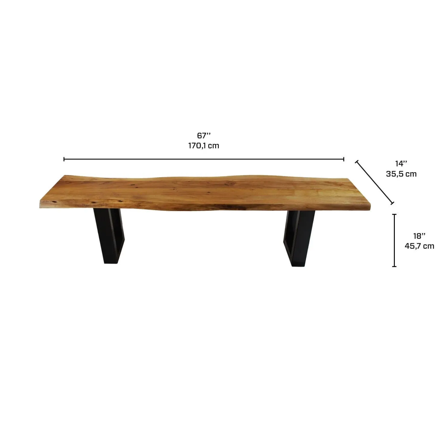 Banc en bois massif 67"