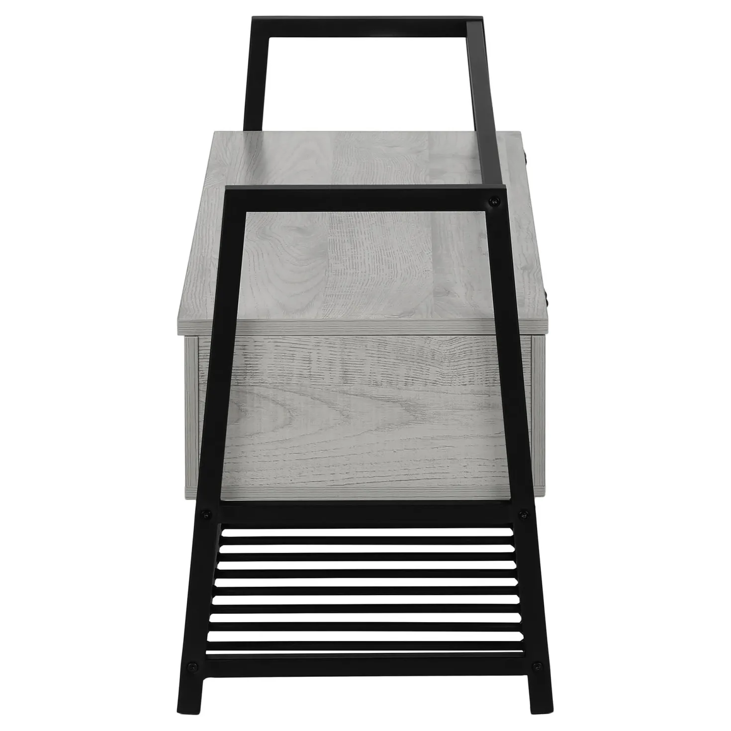 Banc - étagère à chaussures, rangement à rabat - 42"L - faux bois gris, mét - Monarch