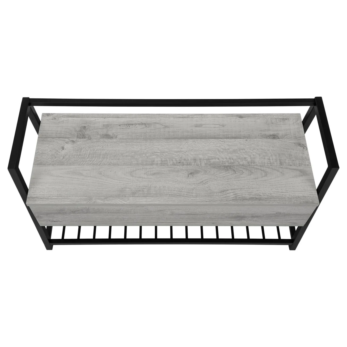 Banc - étagère à chaussures, rangement à rabat - 42"L - faux bois gris, mét - Monarch