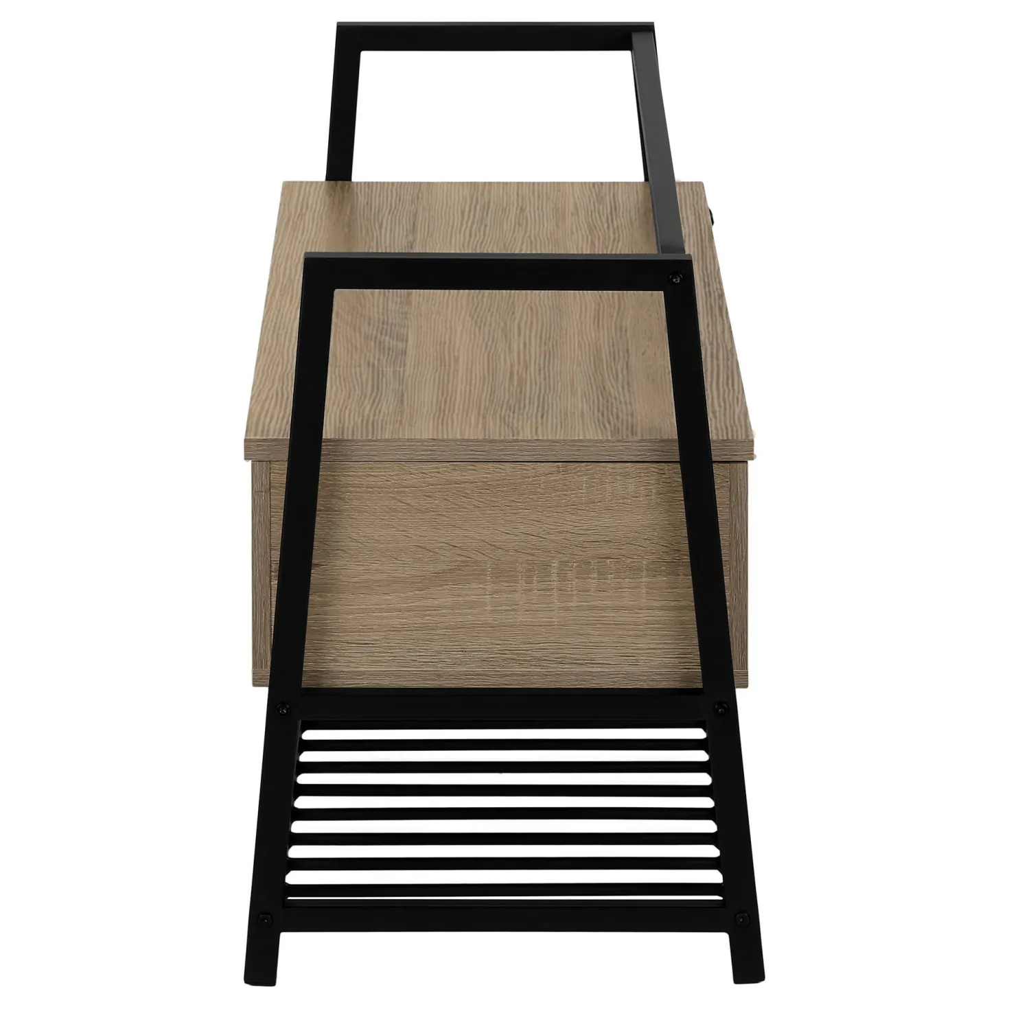 Banc - étagère à chaussures, rangement à rabat - 42"L - faux bois taupe fonc - Monarch