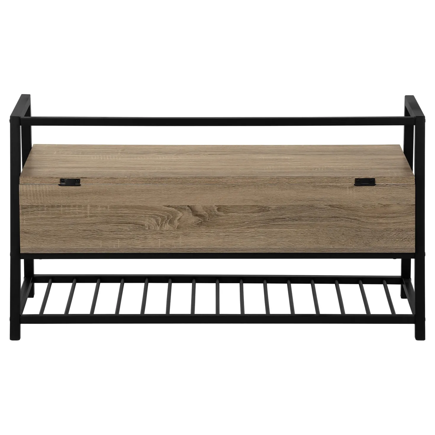 Banc - étagère à chaussures, rangement à rabat - 42"L - faux bois taupe fonc - Monarch