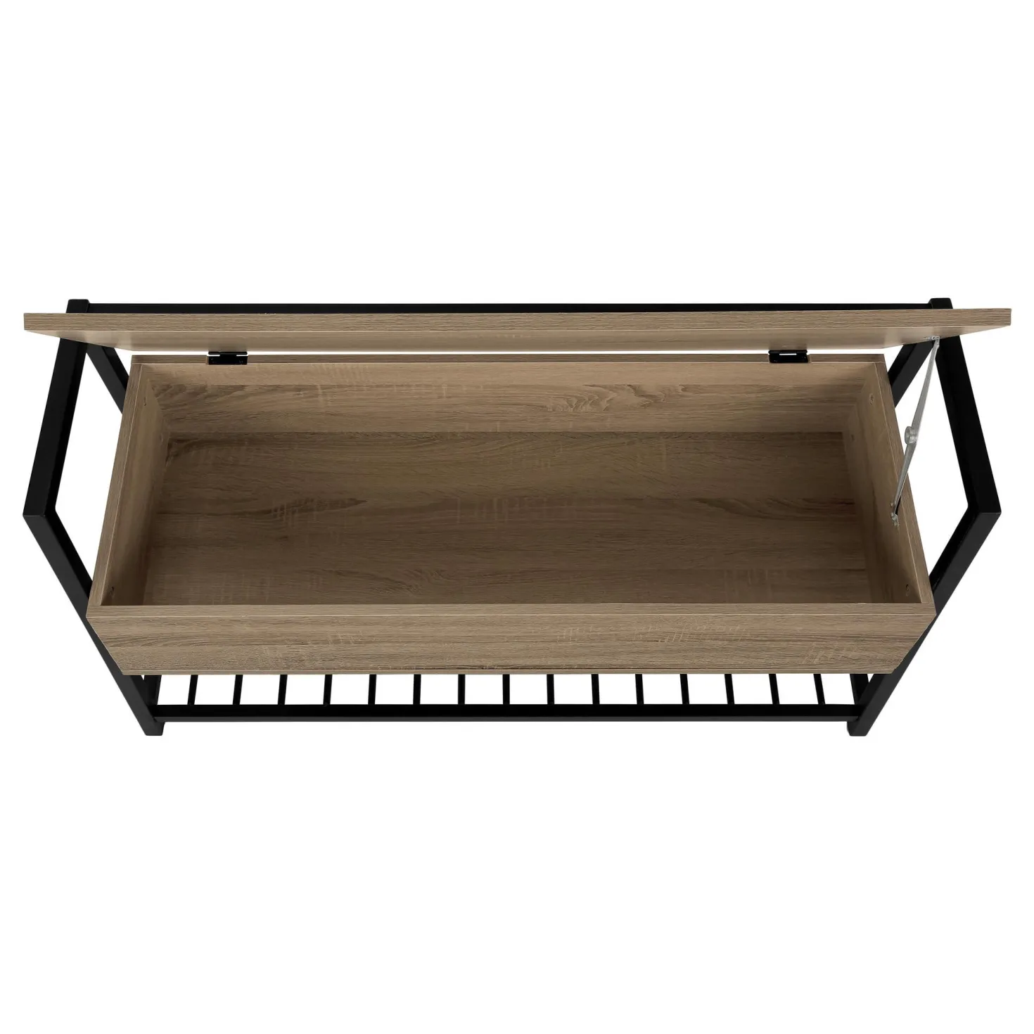 Banc - étagère à chaussures, rangement à rabat - 42"L - faux bois taupe fonc - Monarch