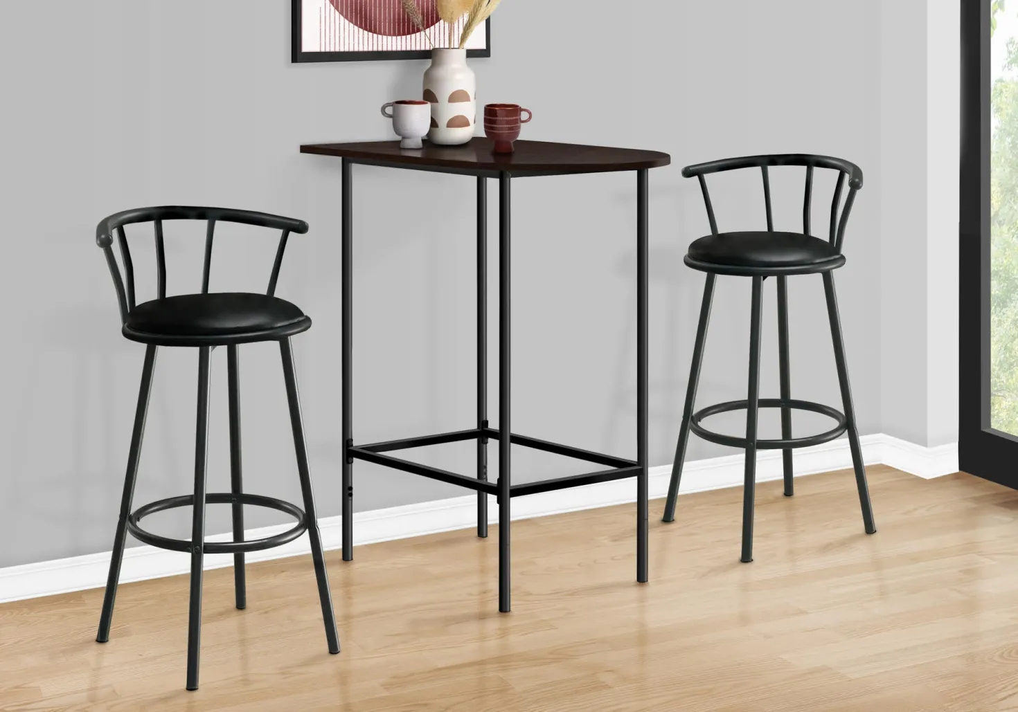 Bar maison - 24"x 36", espresso, métal noir - Monarch