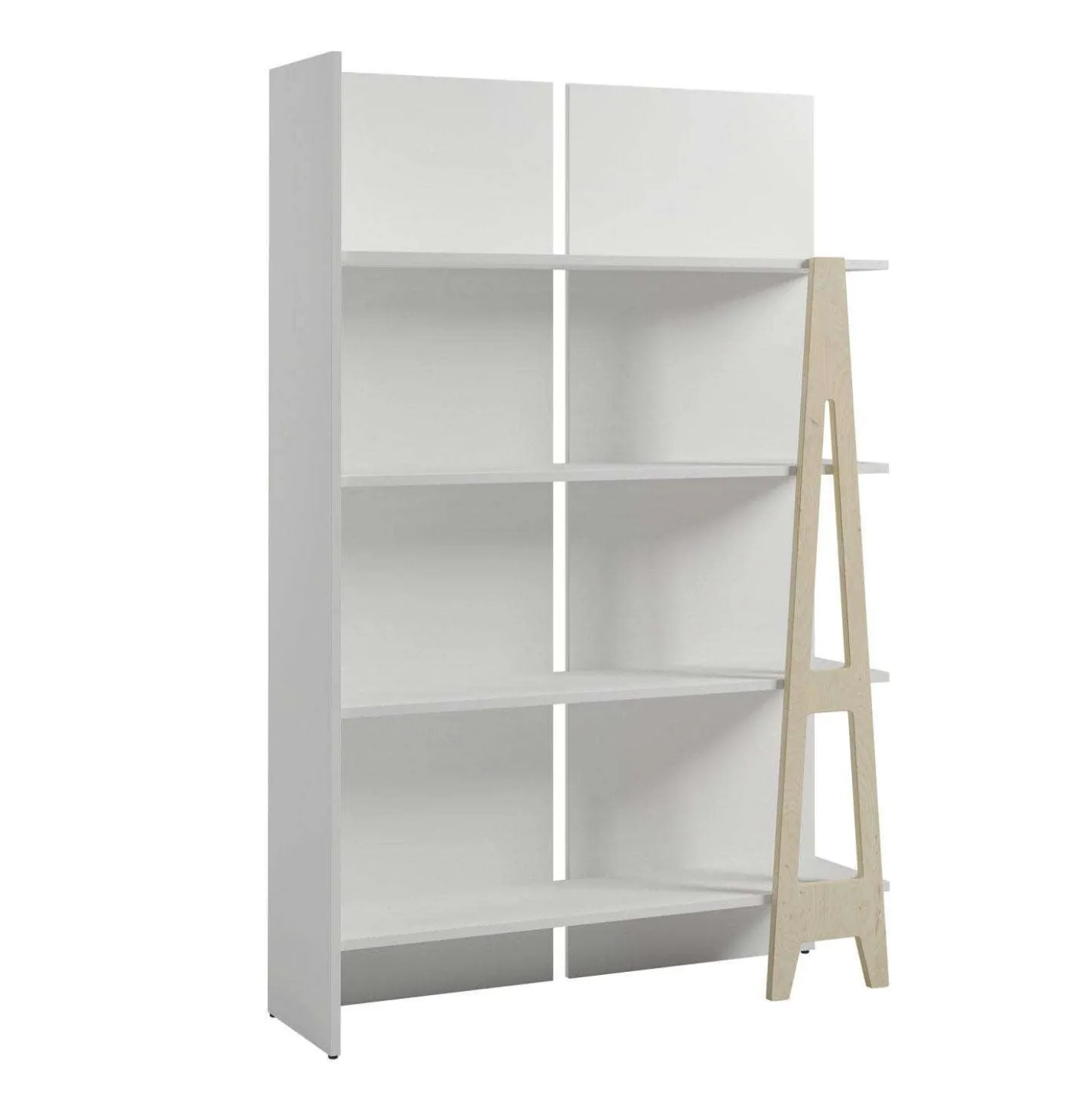 Bibliothèque atypik, blanc et merisier - Nexera