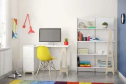 Bibliothèque atypik, blanc et merisier - Nexera