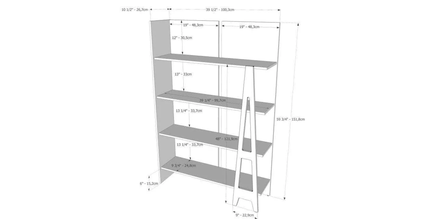 Bibliothèque atypik, blanc et merisier - Nexera