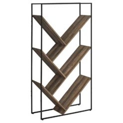 Bibliothèque, étagère - 5 tablettes ouvertes inclinées - 60"H - faux bois br - Monarch