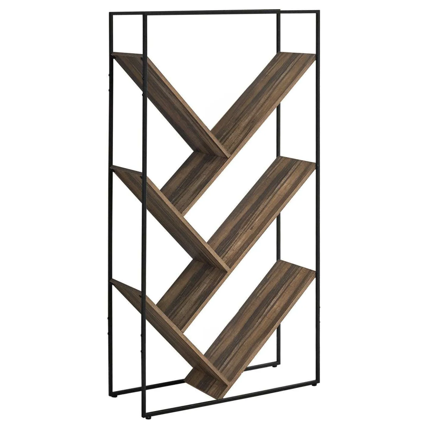 Bibliothèque, étagère - 5 tablettes ouvertes inclinées - 60"H - faux bois br - Monarch