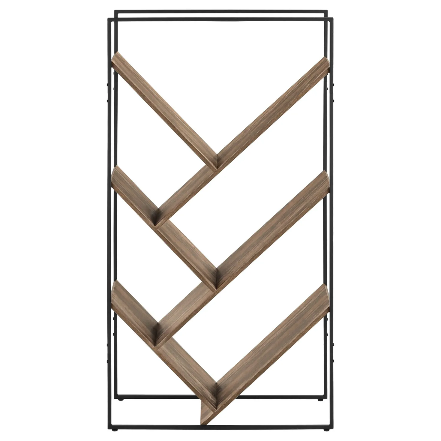 Bibliothèque, étagère - 5 tablettes ouvertes inclinées - 60"H - faux bois br - Monarch