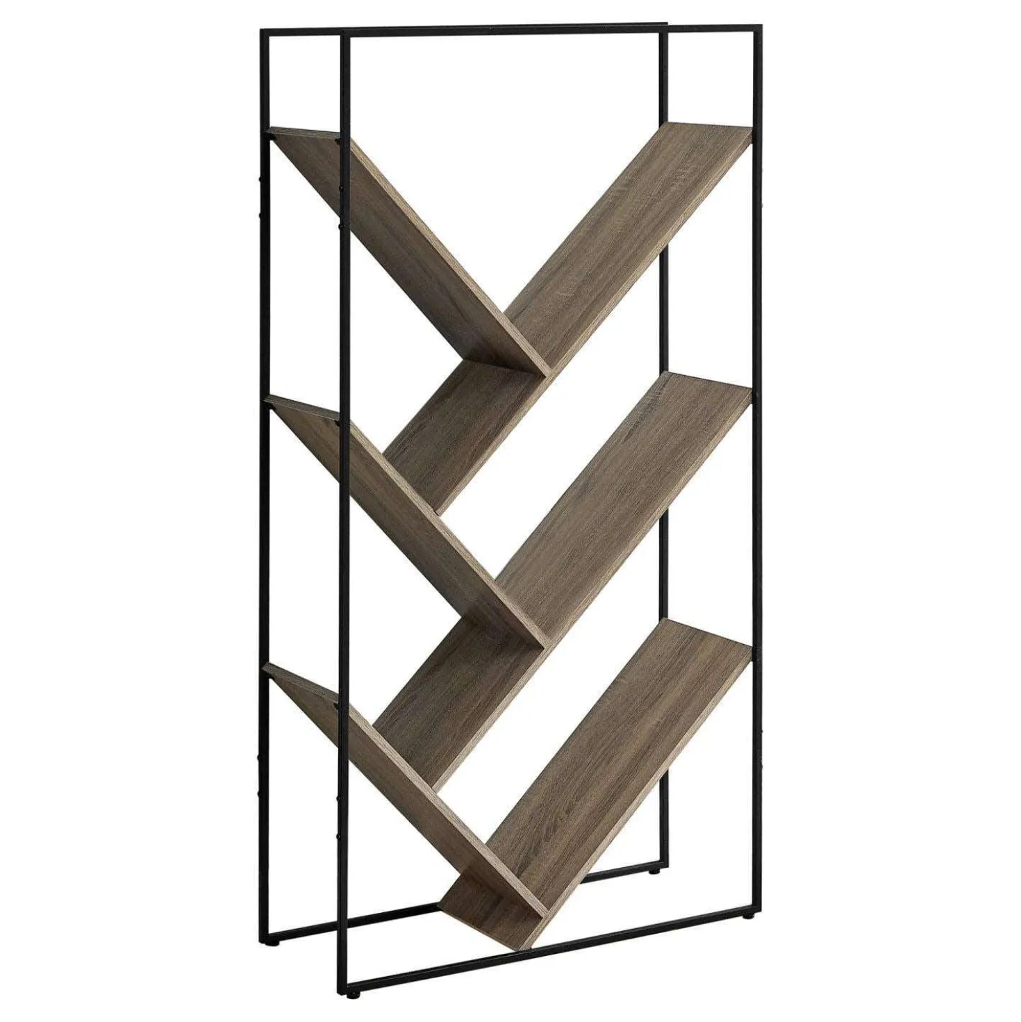 Bibliothèque, étagère - 5 tablettes ouvertes inclinées - 60"H - faux bois ta - Monarch