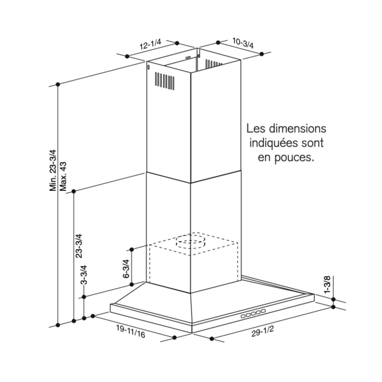 BROAN Hotte cheminée Cheminée Acier inoxydable 30" , 450 PI3/MIN-BWS1304SS