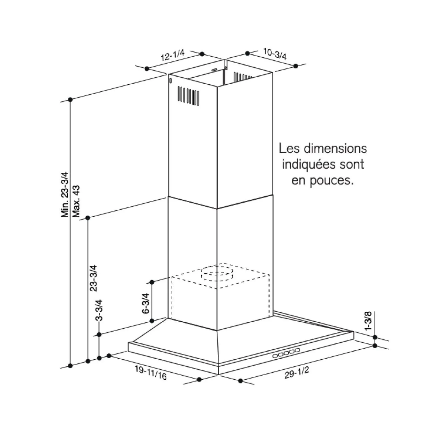 BROAN Hotte cheminée Cheminée Inox noir 30" , 450 PI3/MIN-BWS1304BLS