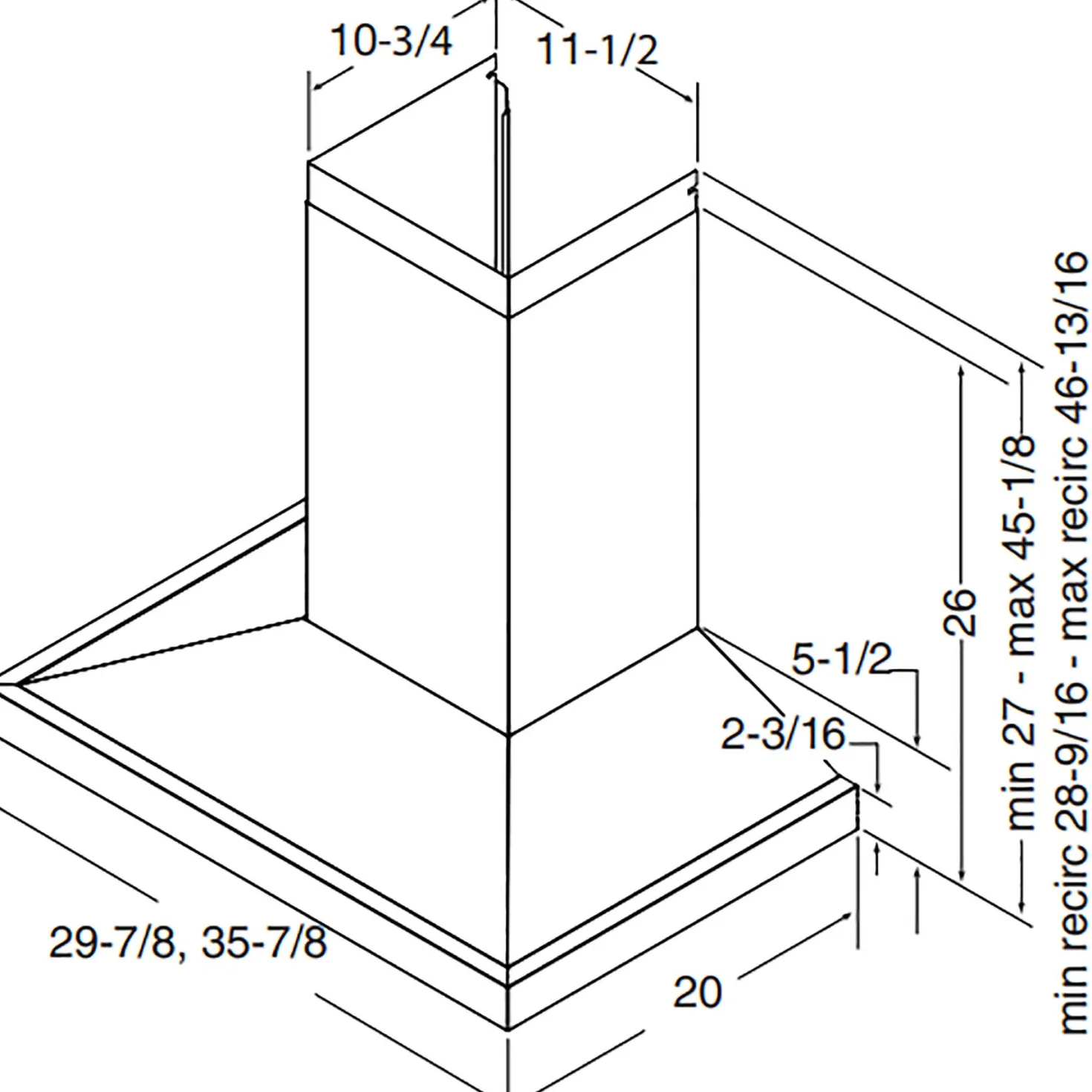 BROAN Hotte cheminée pyramidale Cheminée Acier inoxydable 30" , 650 PI3/MIN-EWS1306SS
