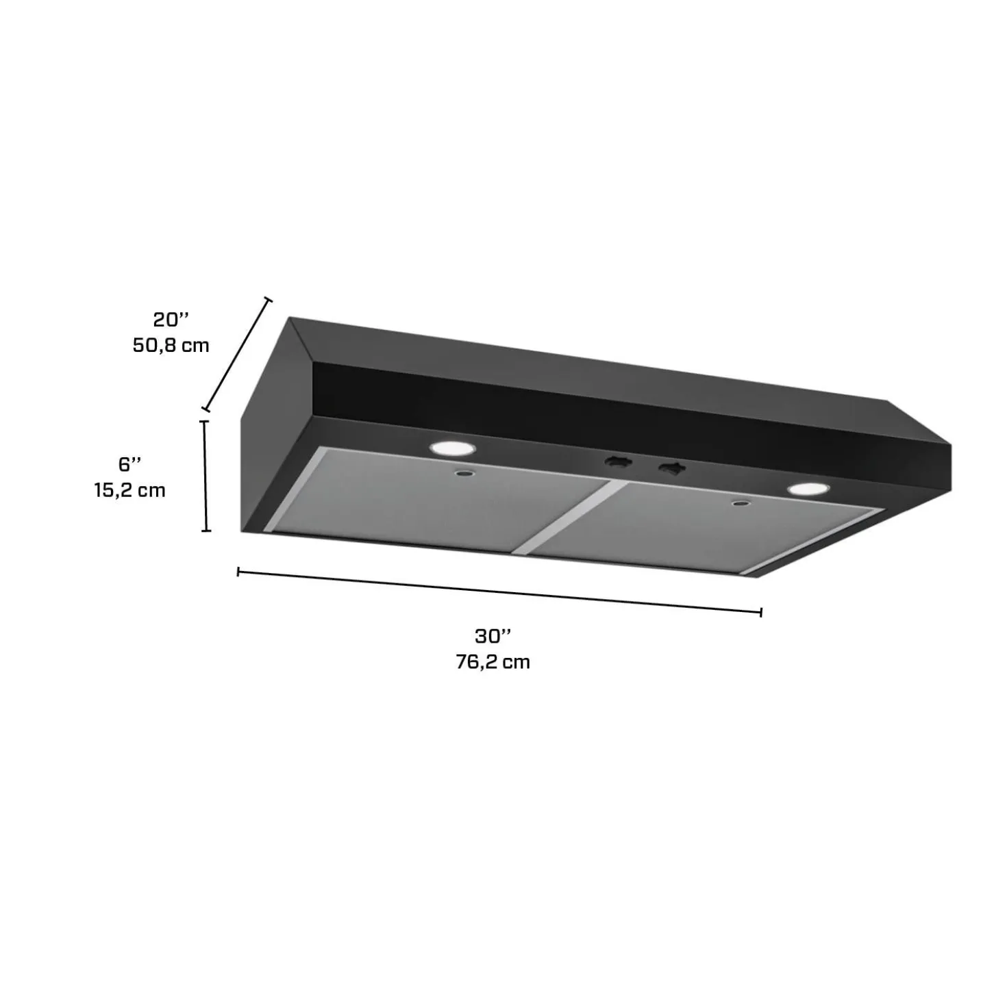 BROAN Hotte Standard Noir 30" , 350 PI3/MIN-GLA1303BL