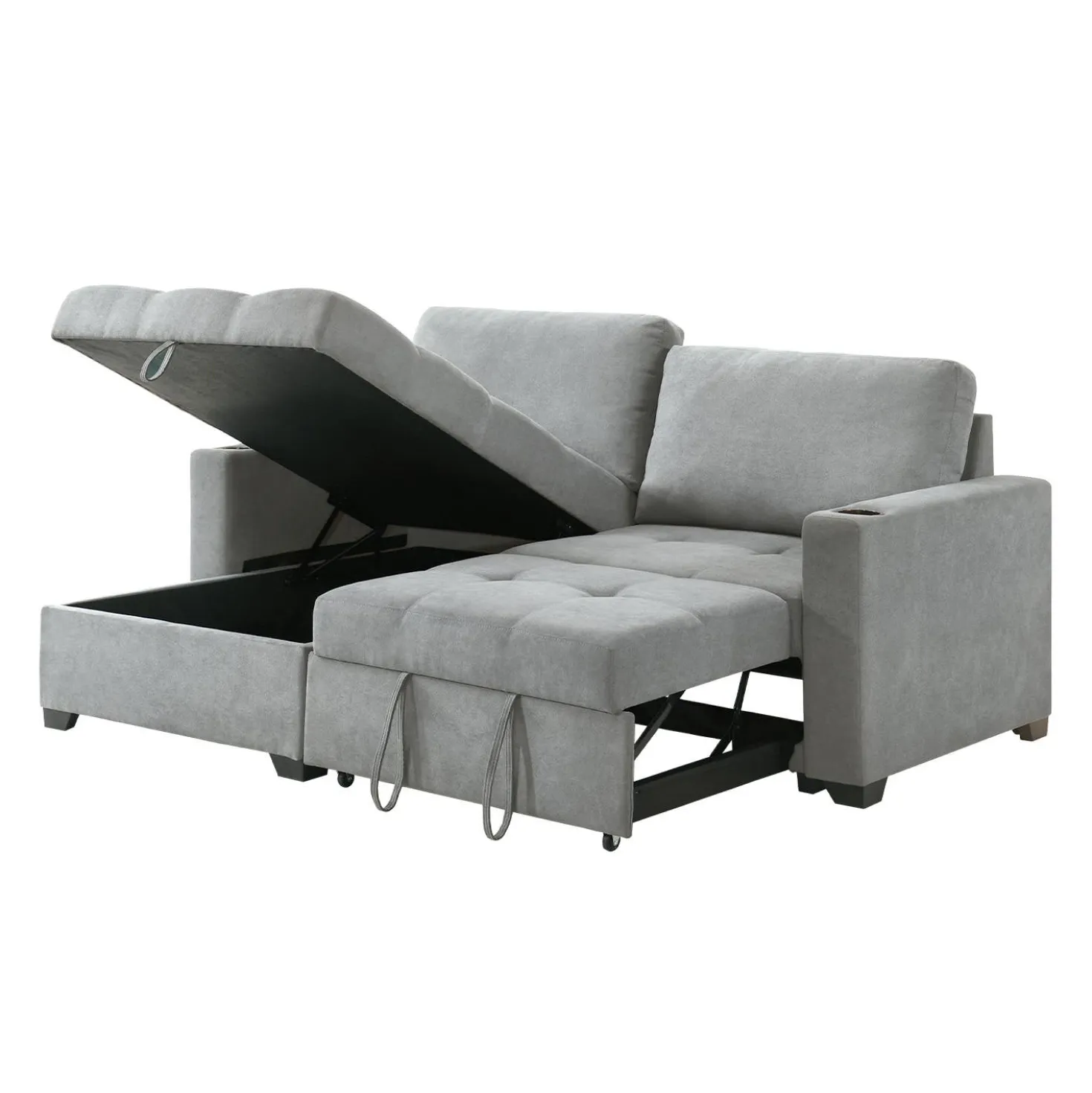 Causeuse convertible compacte réversible avec rangement - gris