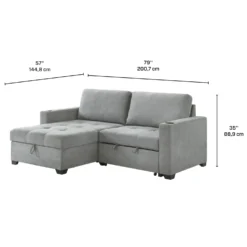 Causeuse convertible compacte réversible avec rangement - gris
