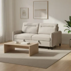 Causeuse convertible en tissu bouclé