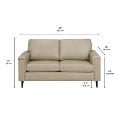 Causeuse en cuir véritable - beige