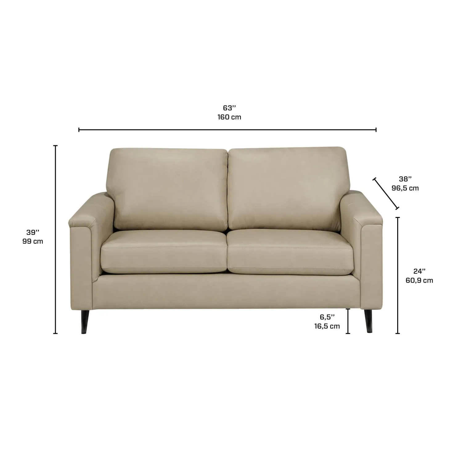 Causeuse en cuir véritable - beige
