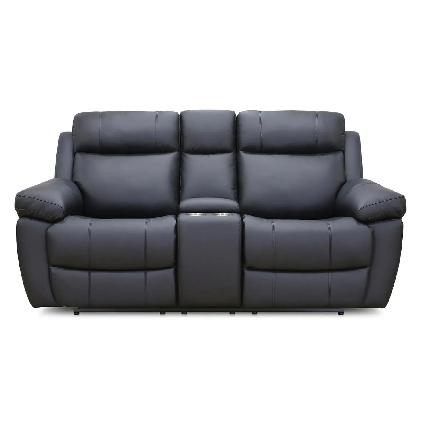 Causeuse inclinable en cuir véritable avec console