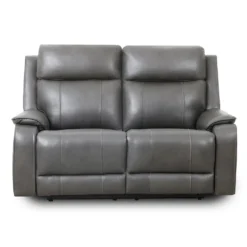 Causeuse inclinable électrique en cuir avec appuis-tête ajustables - gris