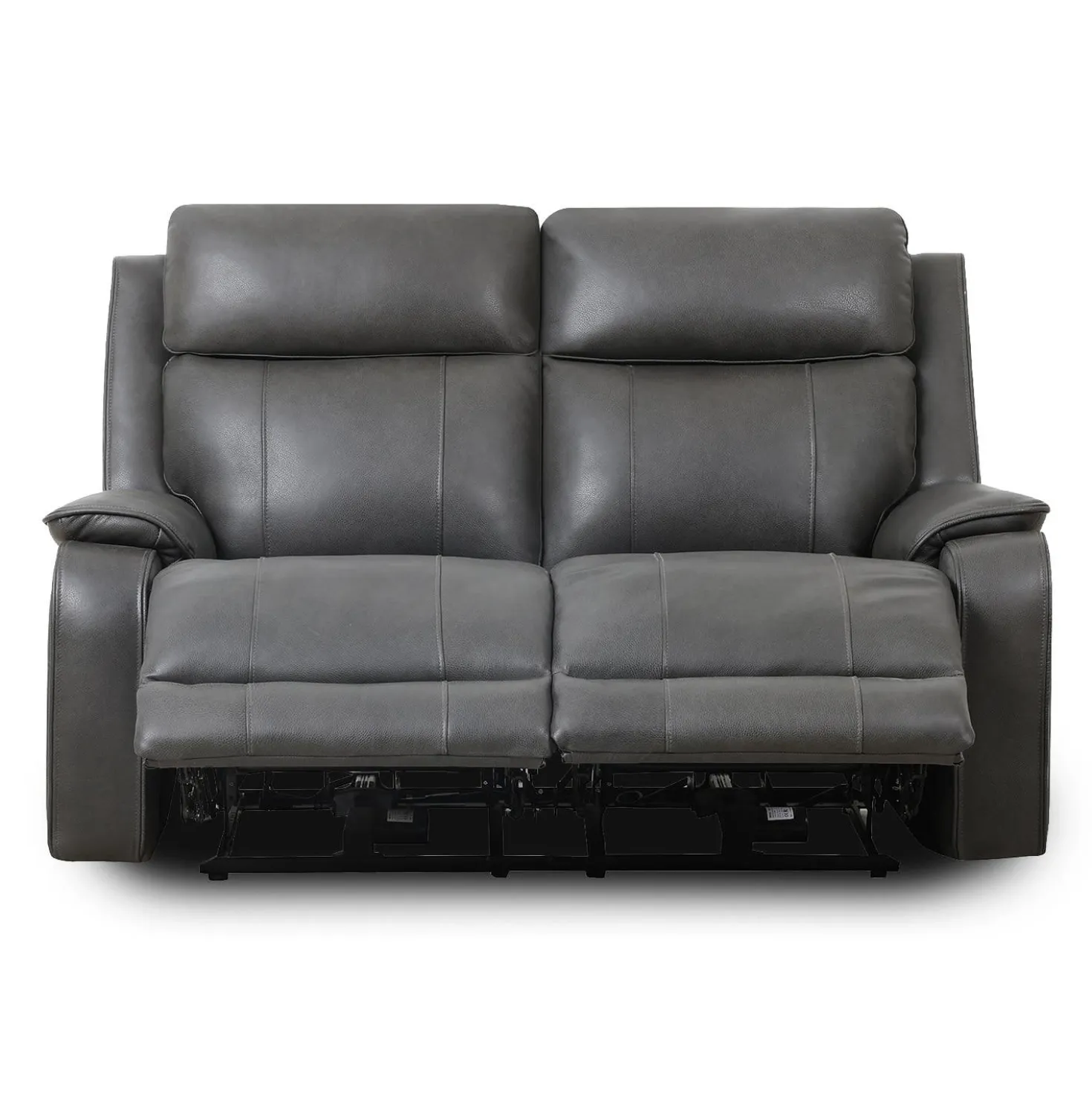 Causeuse inclinable électrique en cuir avec appuis-tête ajustables - gris