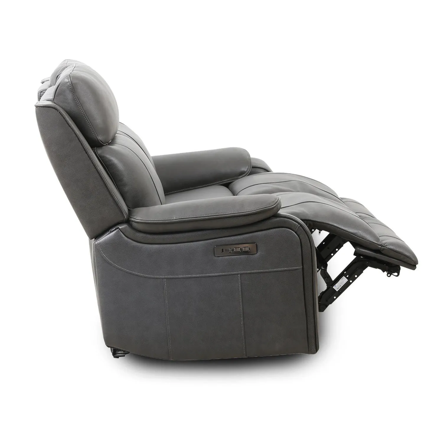 Causeuse inclinable électrique en cuir avec appuis-tête ajustables - gris