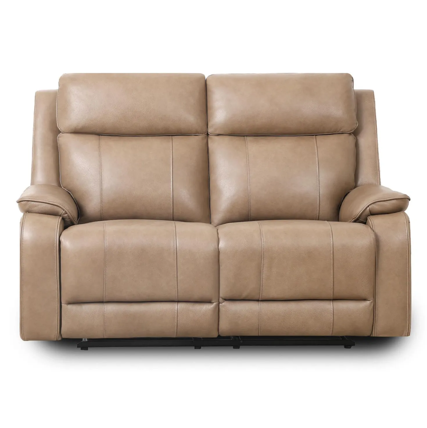Causeuse inclinable électrique en cuir avec appuis-tête ajustables - taupe