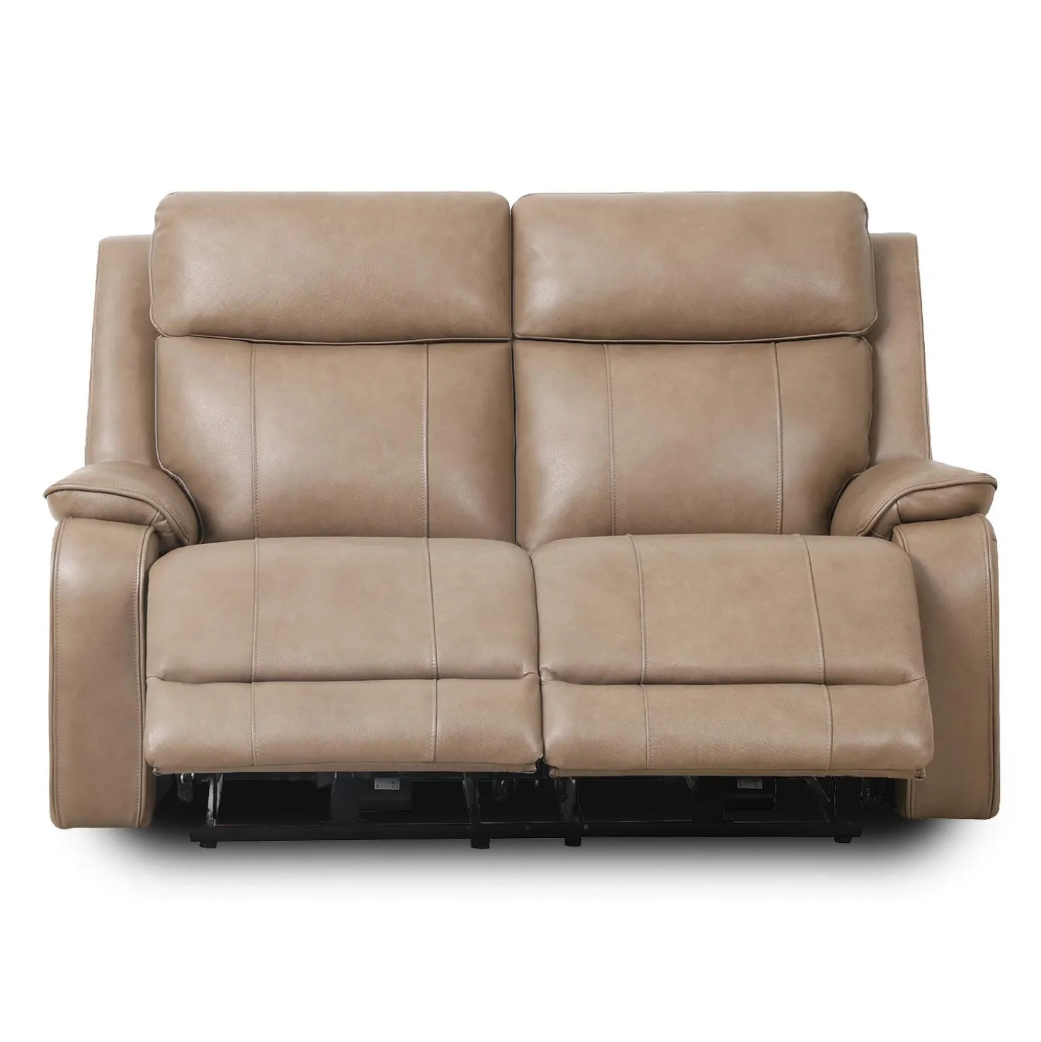 Causeuse inclinable électrique en cuir avec appuis-tête ajustables - taupe
