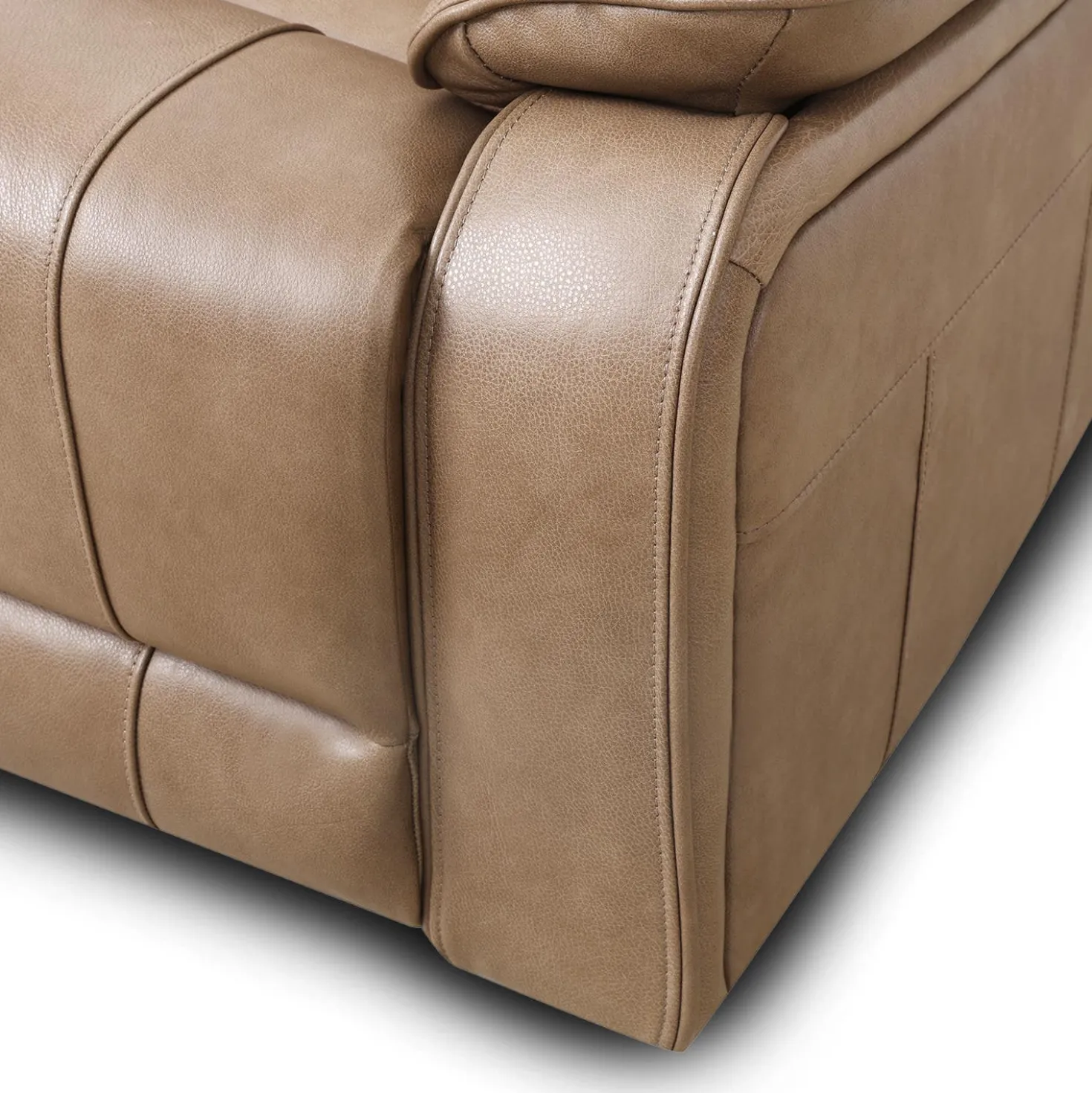 Causeuse inclinable électrique en cuir avec appuis-tête ajustables - taupe