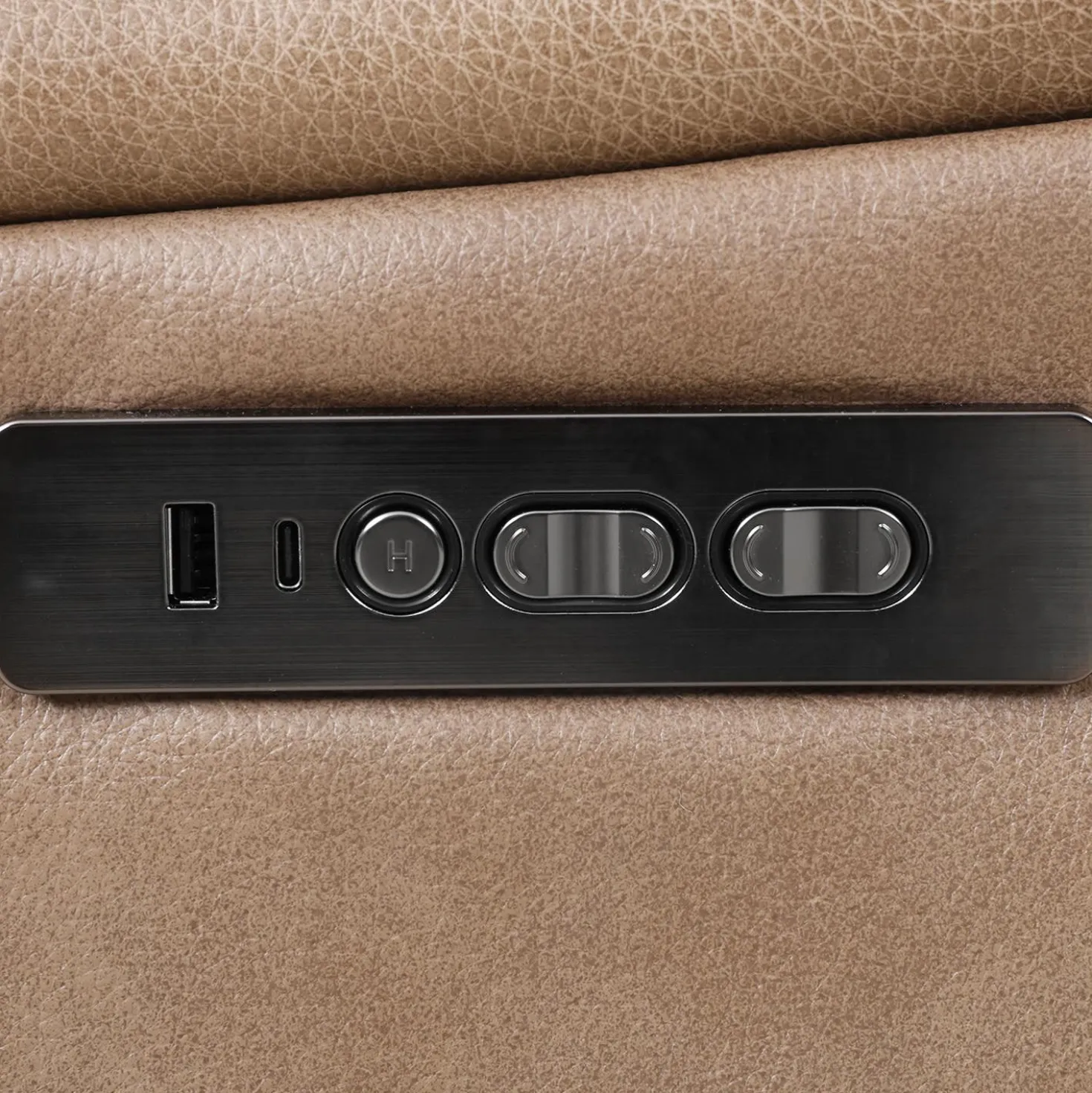 Causeuse inclinable électrique en cuir avec appuis-tête ajustables - taupe