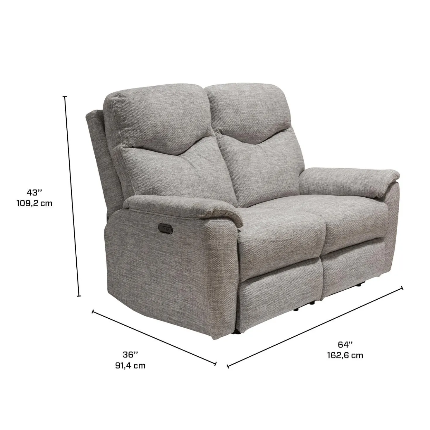 Causeuse inclinable électrique - taupe