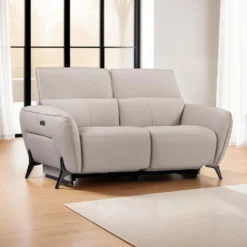 Causeuse électrique inclinable avec appuis-tête ajustables - cuir véritable