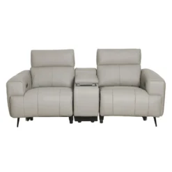 Causeuse électrique inclinable en cuir véritable avec console