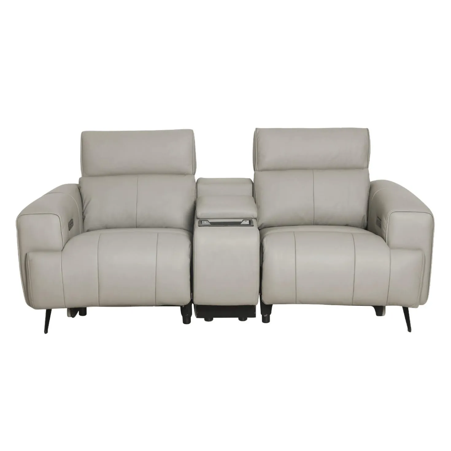 Causeuse électrique inclinable en cuir véritable avec console