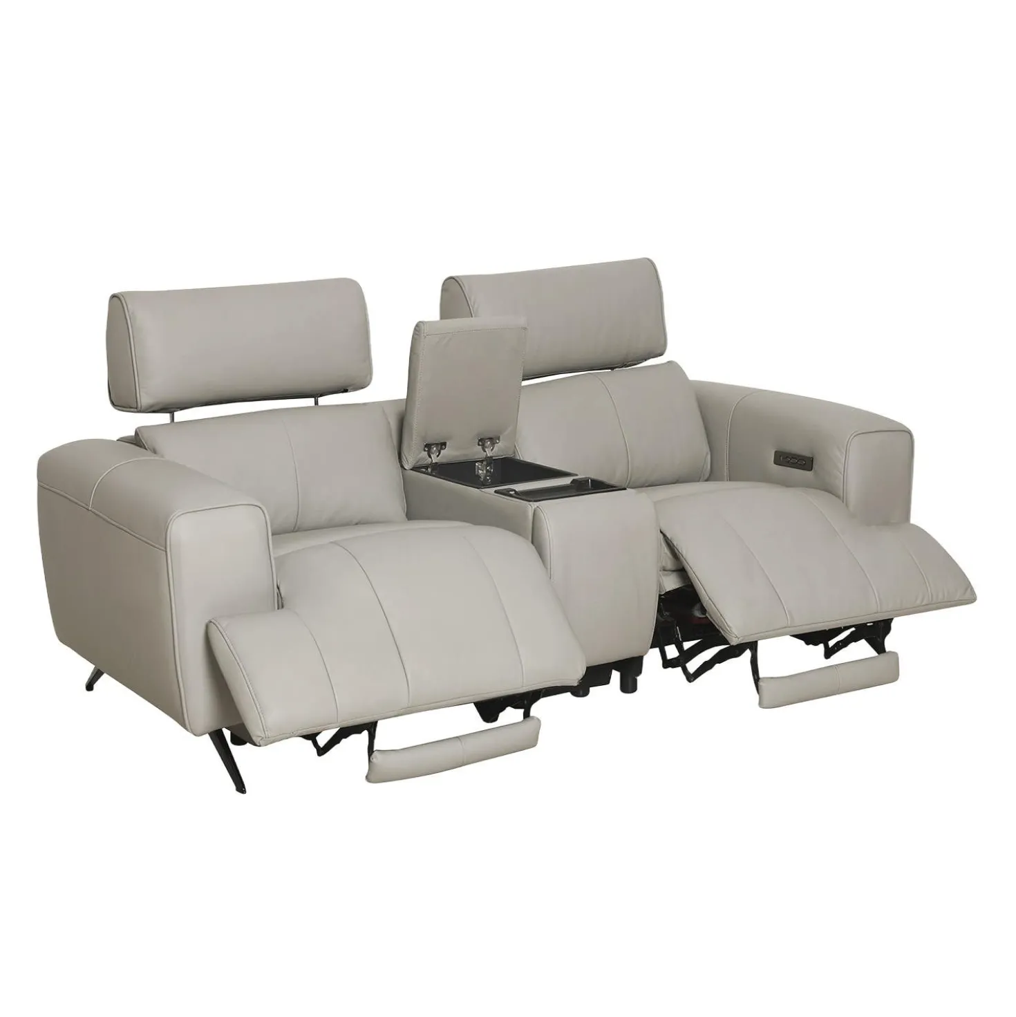 Causeuse électrique inclinable en cuir véritable avec console