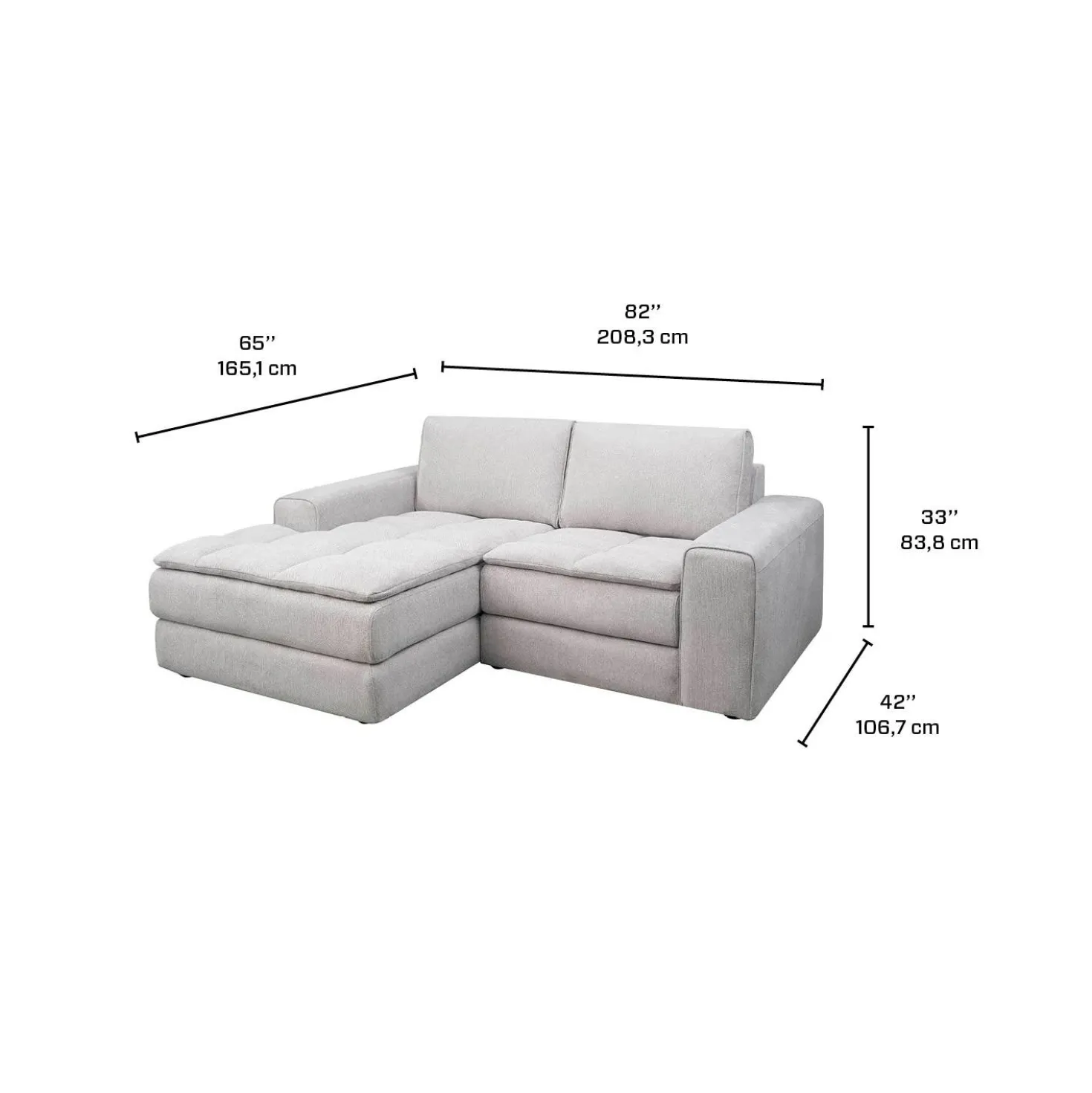 Causeuse modulaire avec chaise longue à gauche - 2 mcx
