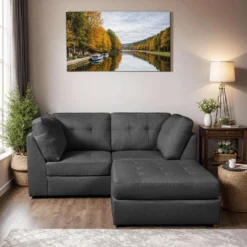 Causeuse modulaire avec ottoman - 3 mcx