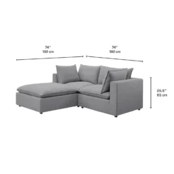 Causeuse modulaire avec ottoman - 3 mcx