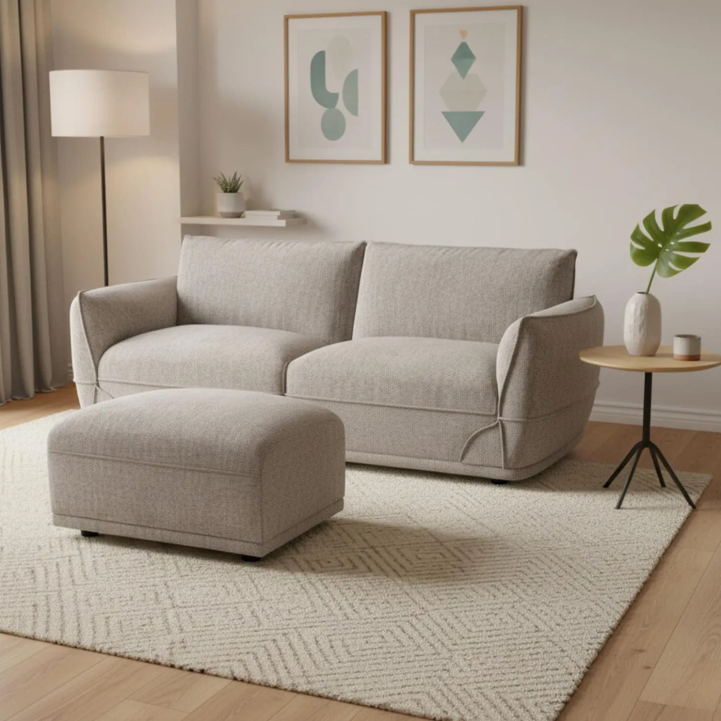 Causeuse modulaire avec ottoman - 3 mcx