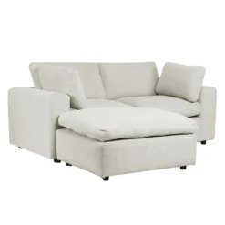 Causeuse modulaire avec ottoman beige- 5 mcx