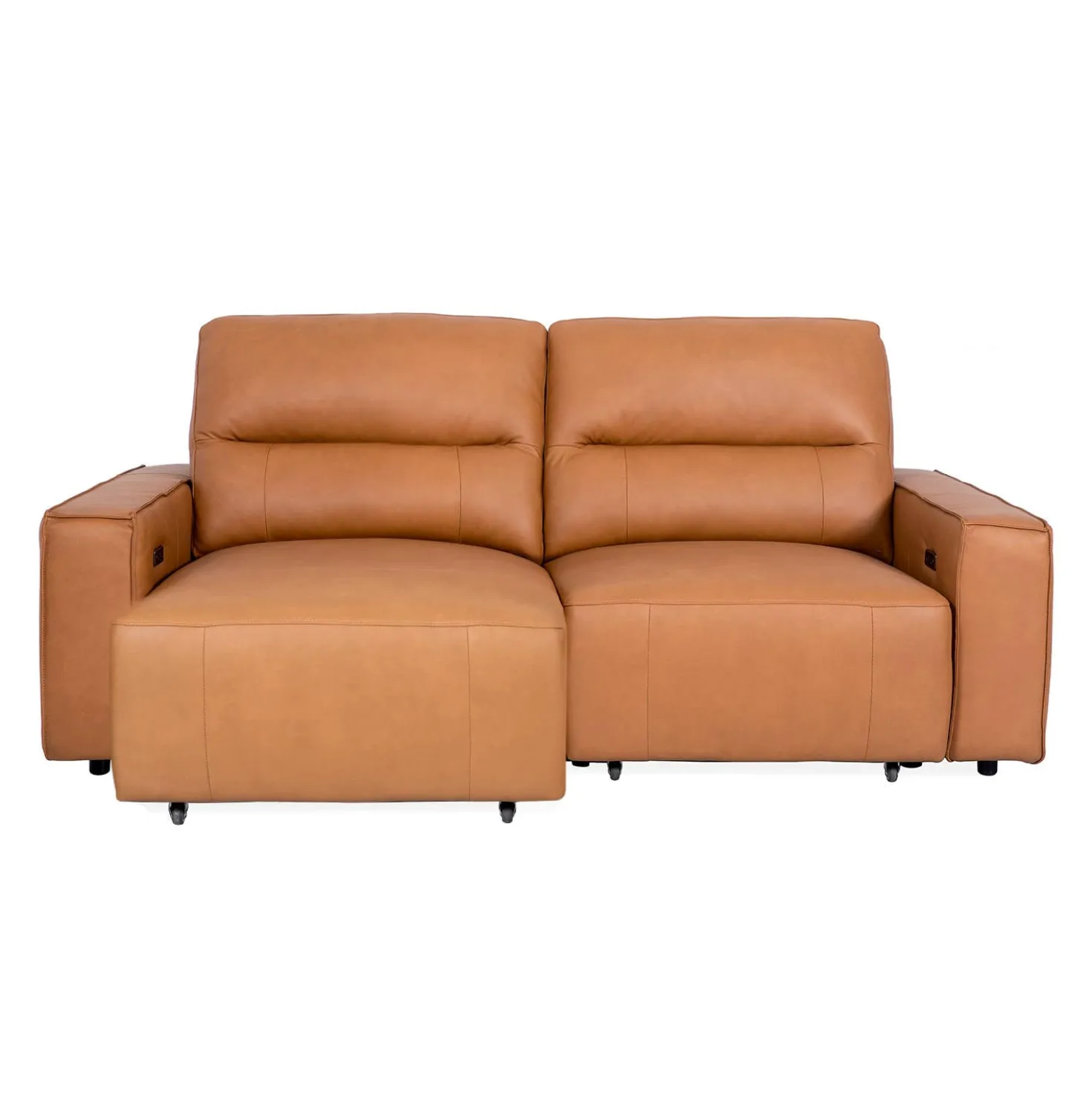 Causeuse modulaire avec sièges coulissants électriques en cuir véritable - 2 mcx
