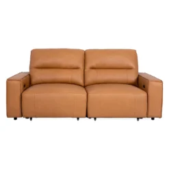 Causeuse modulaire avec sièges coulissants électriques en cuir véritable - 2 mcx