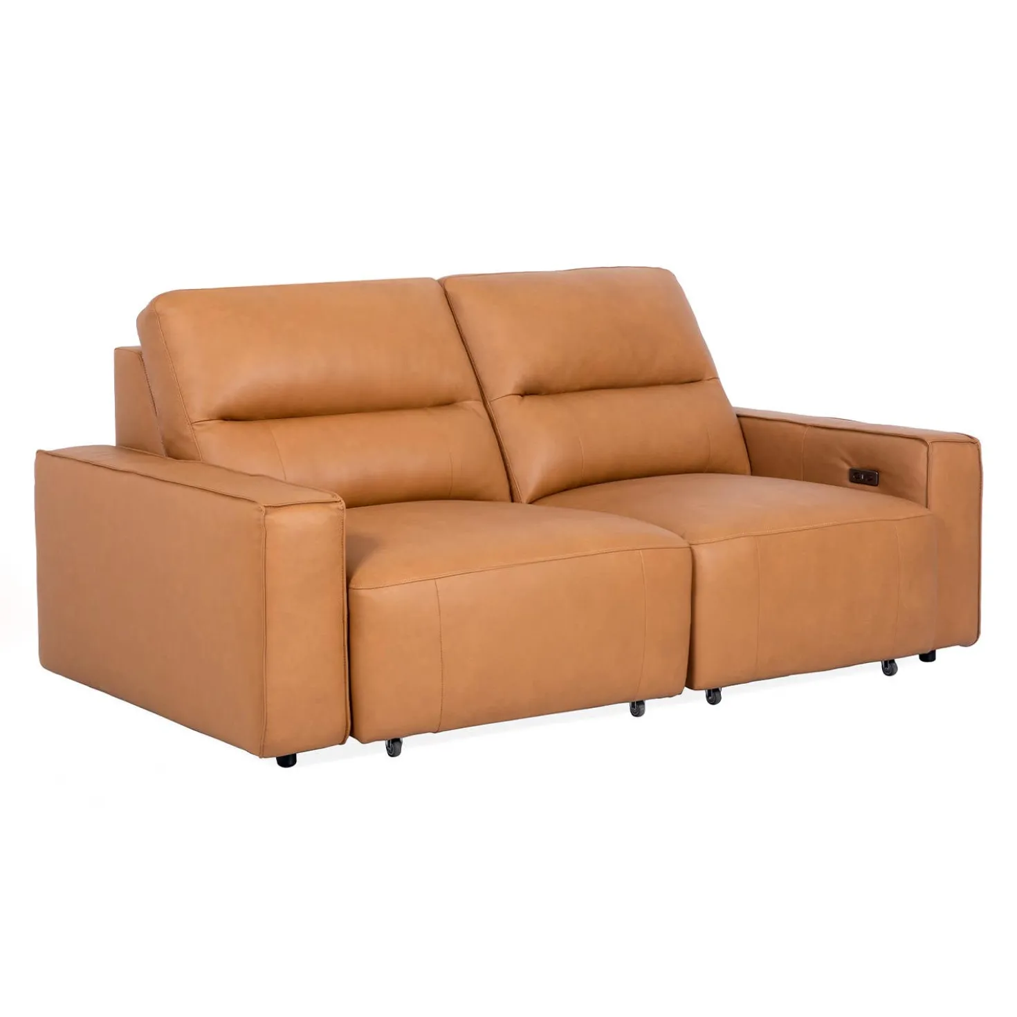 Causeuse modulaire avec sièges coulissants électriques en cuir véritable - 2 mcx