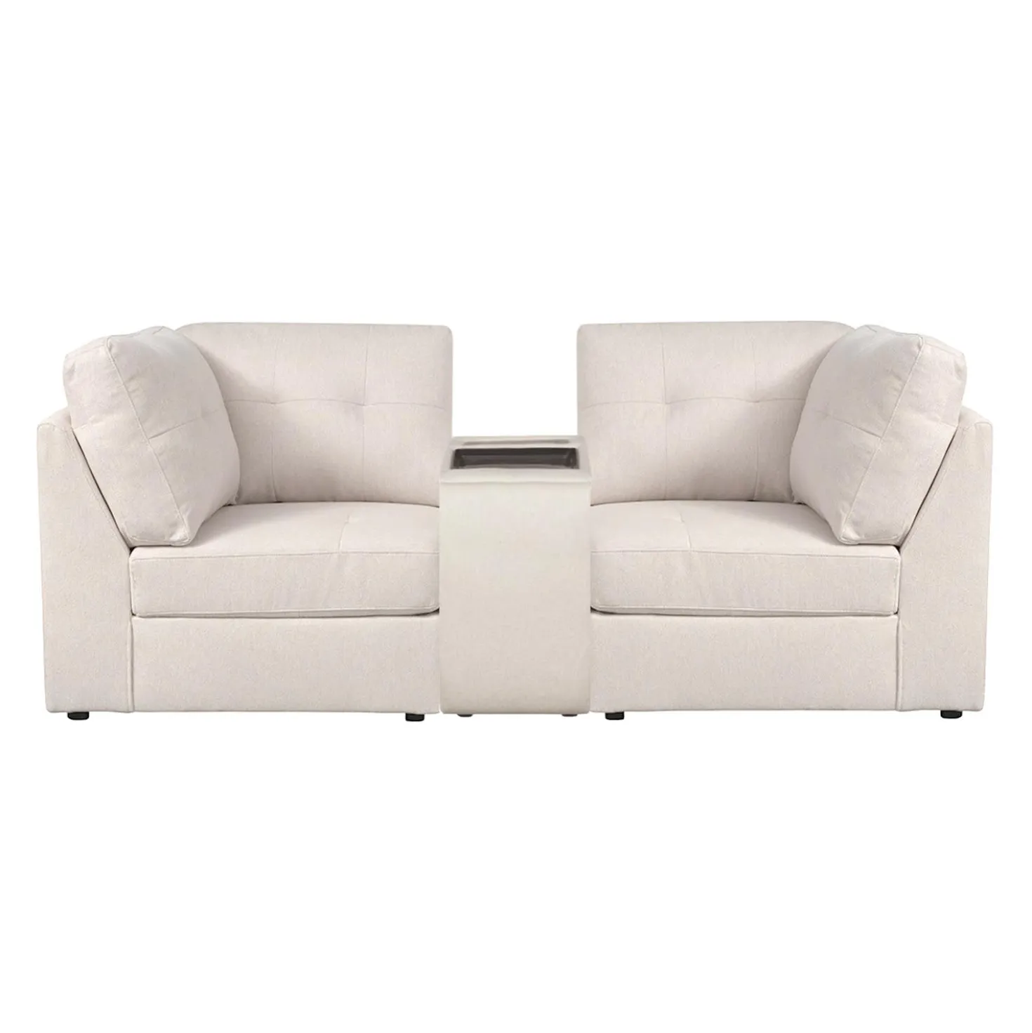 Causeuse modulaire beige avec console - 3 mcx