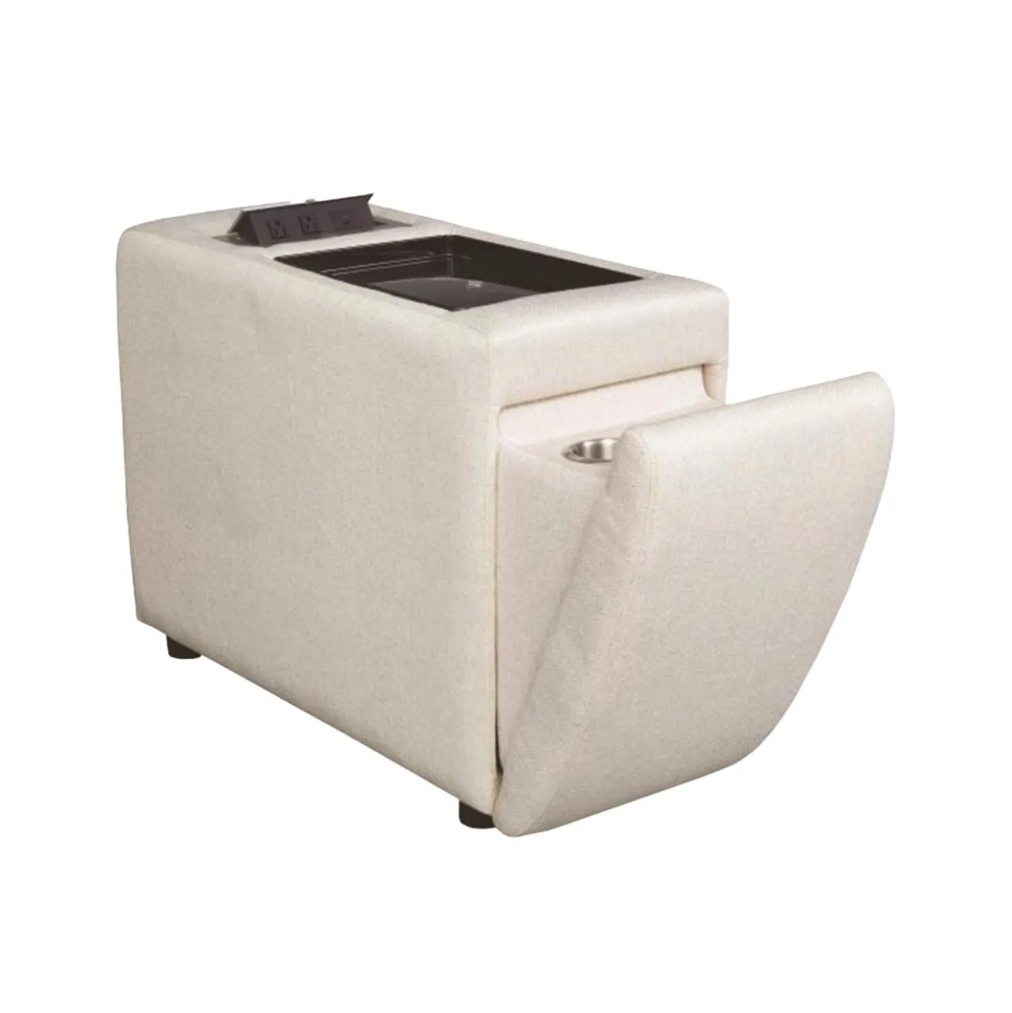 Causeuse modulaire beige avec console - 3 mcx
