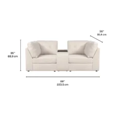 Causeuse modulaire beige avec console - 3 mcx