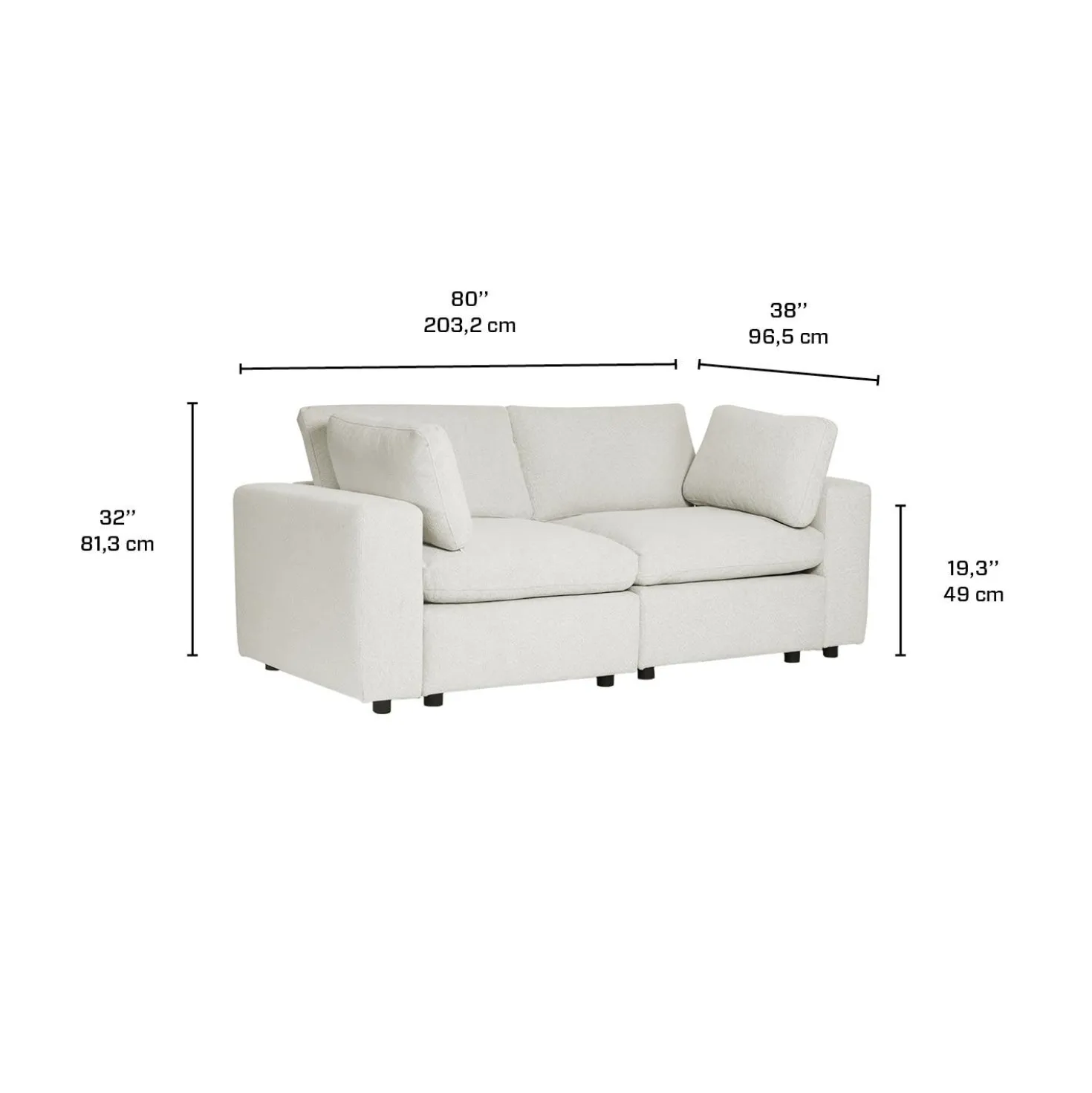 Causeuse modulaire beige - 4 mcx