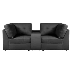 Causeuse modulaire grise avec console - 3 mcx